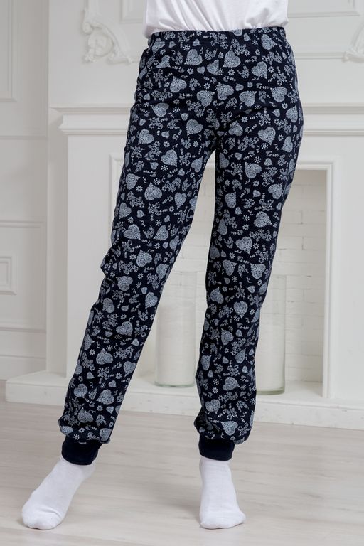 Брюки женские домашние из футера на манжете сердце из цветов - Амадэль фото 2