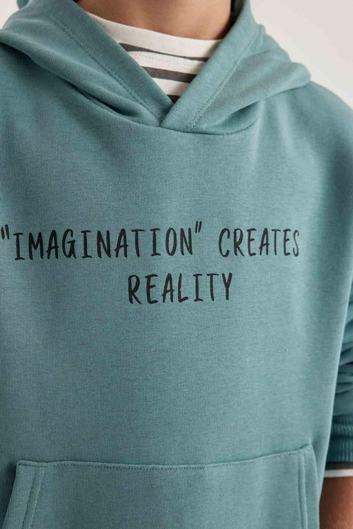 Толстовка с капюшоном и принтом для мальчиков - Defacto фото 8