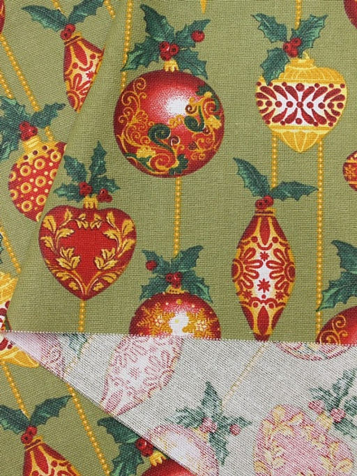 Рогожка Рождественские игрушки цв.оливковый, ш.1.5м, хлопок-100%, 165гр/м.кв - Купава фото 5