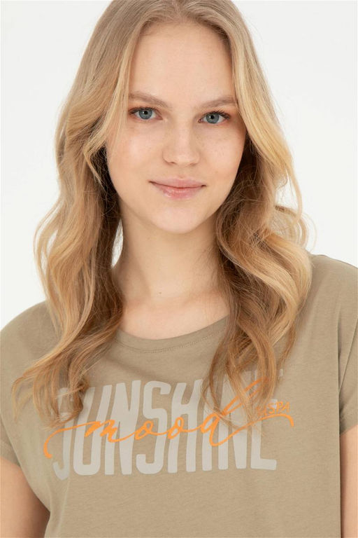 Женская футболка цвета хаки - U.s. polo assn фото 2