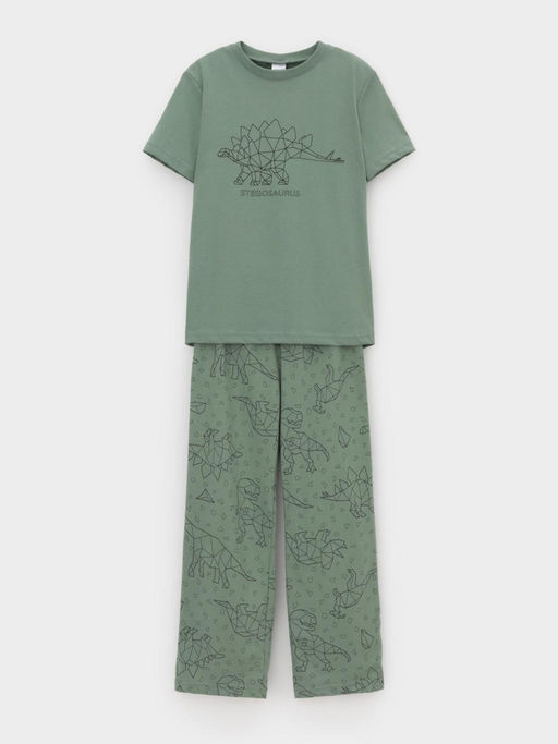 К 1599/весенний зеленый,динозавры пижама дет