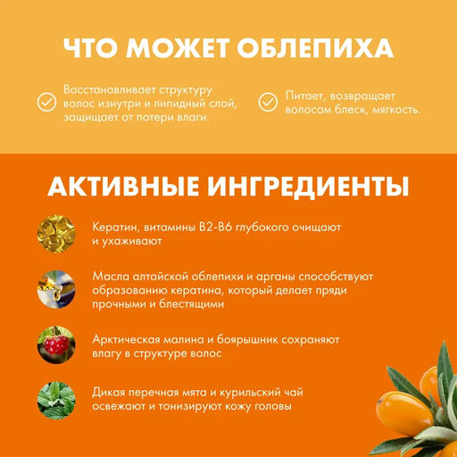 Облепиховый шампунь для нормальных и жирных волос, 400 мл / Oblepikha Siberica / Natura Siberica  фото 10