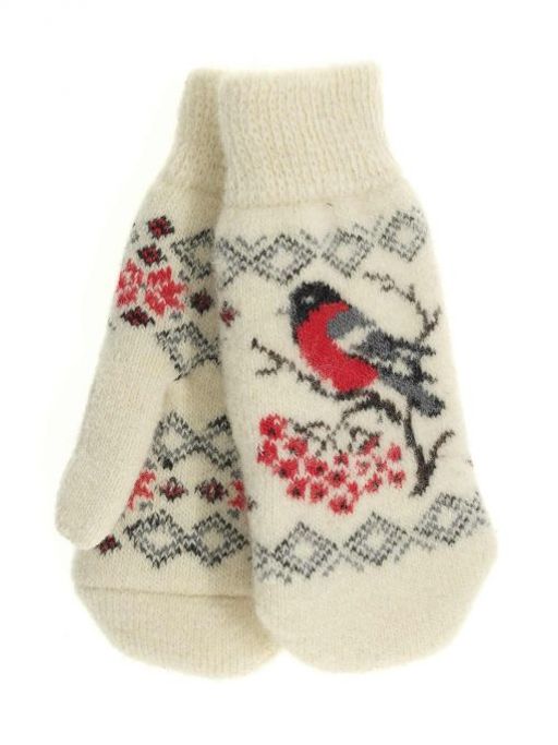 Варежки женские "Снегирь с узором" КРУГ 3427-1