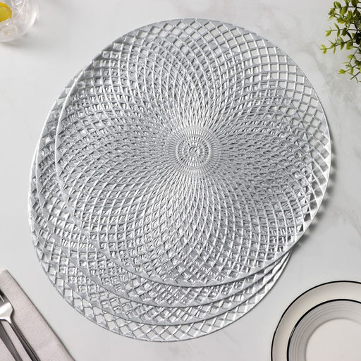 Набор салфеток сервировочных на стол Доляна Вира, 4 шт, d=38 см, цвет серебряный  фото 7