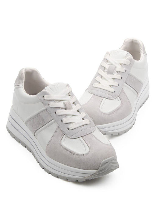 03-A1020-9 WHITE/GRAY Кроссовки женские (натуральная кожа, натуральная замша)