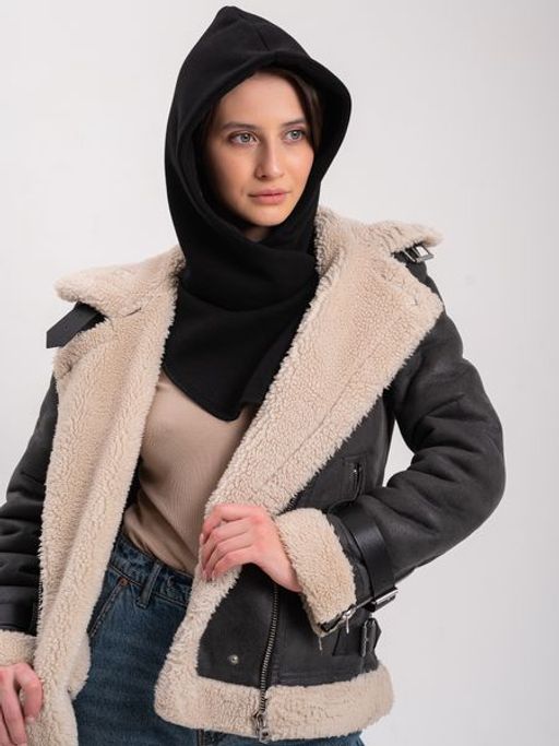 Капор трикотажный черный, капюшон - Yollochka фото 3