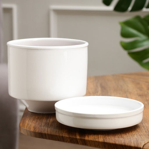 Горшок для цветов Афродита, керамический, с поддоном, 1.7 л, белый - Simaland фото 2