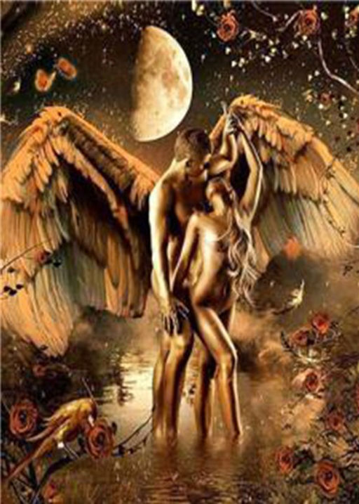 Алмазная мозаика без подрамника "Ангел и демон", 30х40 см