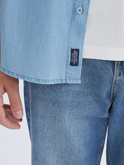 Regular Fit K?sa Kollu Erkek Jean G?mlek