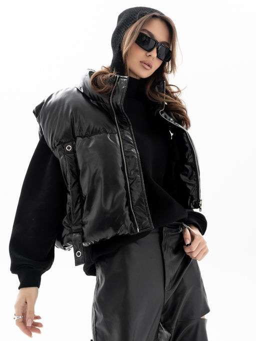 Свитшот джемпер футер 3х нитка с НАЧЕСОМ ,черный - Binita фото 4