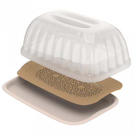 Хлебница 40,6х26,6х16,7см, с вкладышем-сушилкой, прозрачная крышка, полипропилен (Россия)