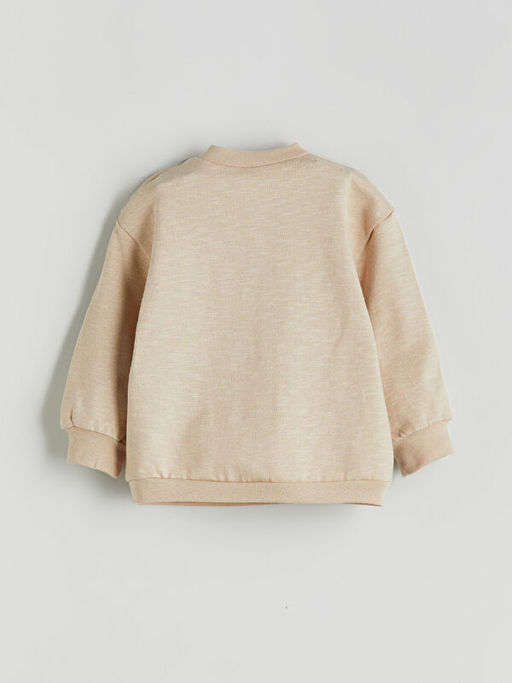 Bisiklet Yaka Bask?l? Erkek Bebek Sweatshirt
