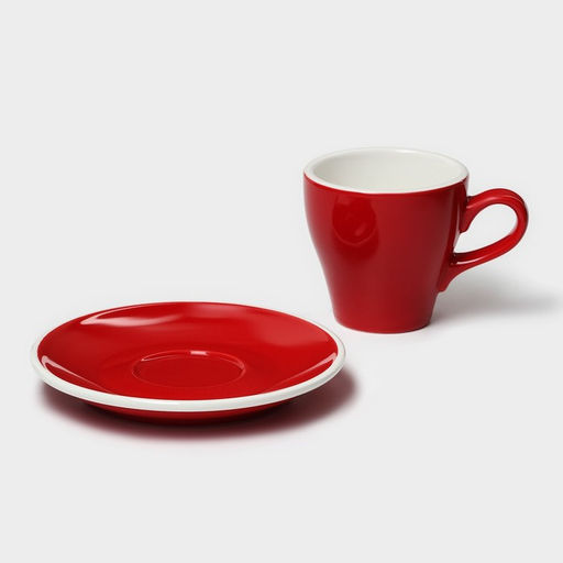 Кофейная пара фарфоровая Magistro Coffee time, 2 предмета: чашка 180 мл, блюдце d=14,5 см, цвет красный  фото 3