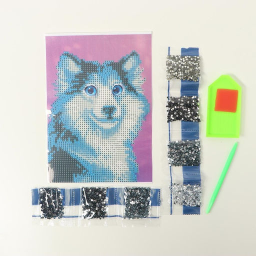 Алмазная мозаика с частичным заполнением на холсте «Хаски», 15×21 см