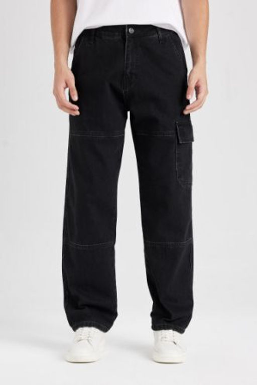 Wide Leg Fit Genis Kal?p Normal Bel Genis Paca Kargo Cepli Jean Pantolon