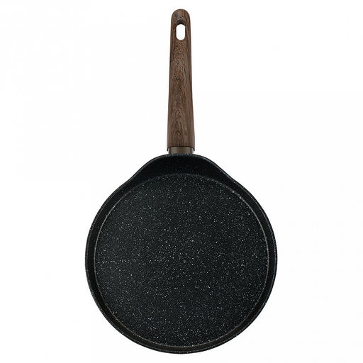 Сковорода блинная с антипригарным покрытием Terra д22см, h4,3см, s2,6мм, дно s3,1мм, кованный алюминий, бакелитовая ручка с покрытием soft-touch, имитирующим текстуру дерева, Regent (Китай) Подходит для всех видов плит, включая индукционную. - Домашняя мода фото 2