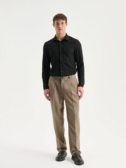 Slim Fit Uzun Kollu ?izgili Erkek G?mlek