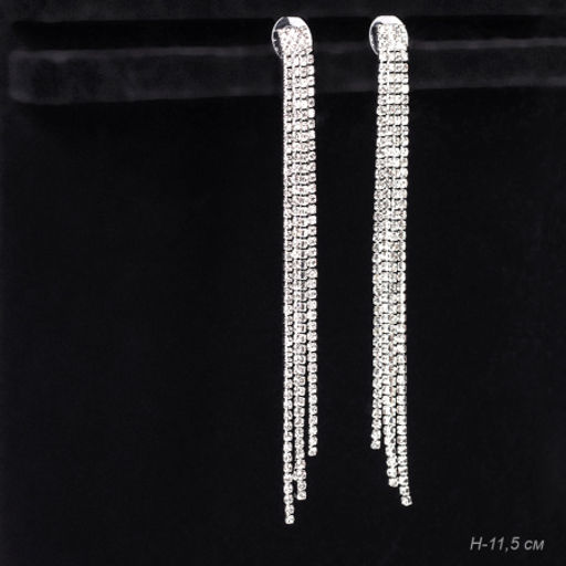 Серьги длинные со стразами 11,5 см / 181-6284 /уп 24/серебро - Галеонтрейд фото 4