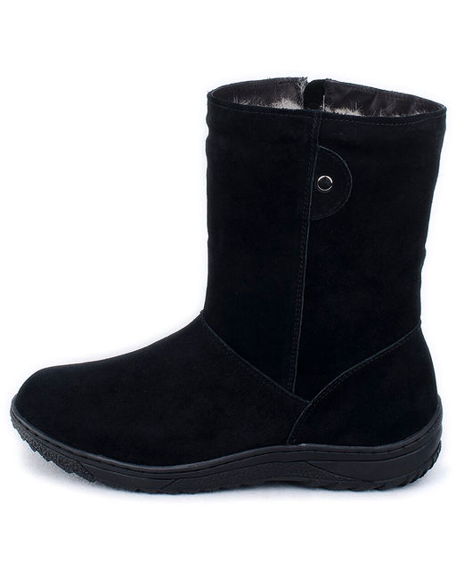 Полусапоги женские на литой подошве., Черные. Замша. Молния. Подклад овчина.