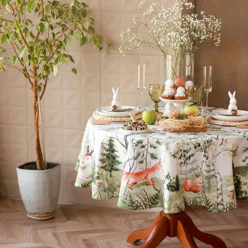 Скатерть «Этель. Лесная сказка», d=148 см, 100% хлопок, саржа 190 г/м²