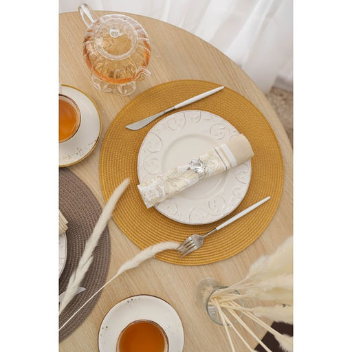 Салфетки сервировочные на стол Доляна «Лофт», 4 шт., d=38 см, песочные