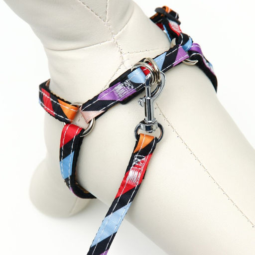 Комплект амуниции двухслойный, размер S, поводок 120 х 1 см, ОШ 24-38 см, ОГ 29-41 см, разноцветный - Пижон фото 4