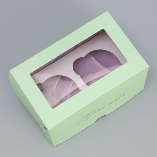 Цена за 5 шт. Коробка для капкейков, кондитерская упаковка двухсторонняя, 2 ячейки, «Для тебя», 16 х 10 х 10 см