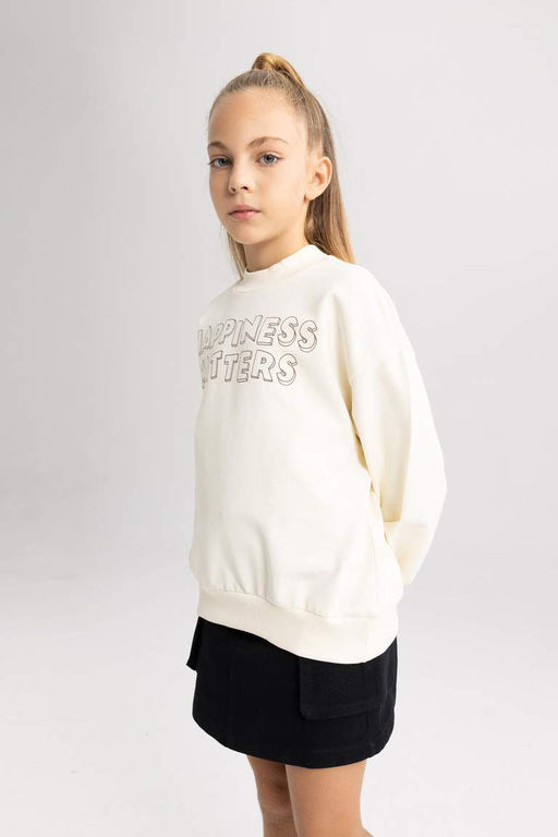 Толстовка обычного кроя с круглым вырезом для девочек - Defacto фото 9