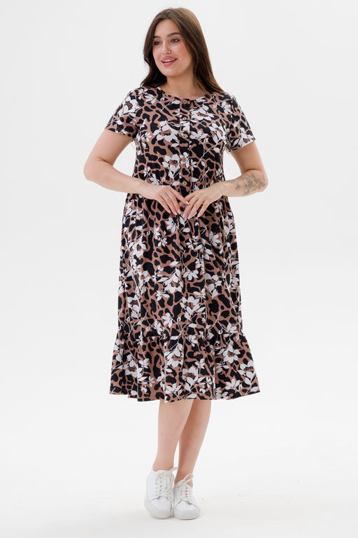 Платье женское из кулирки Кармелита 2 цветок кофе - Амадэль фото 3