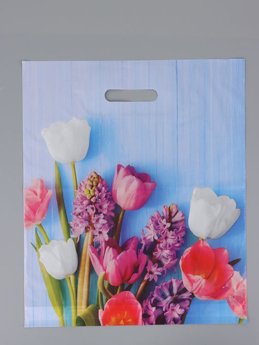 Цена за 50 шт. Пакет "Цветочный уют", полиэтиленовый с вырубной ручкой, 38 х 45 + 3 см, 50 мкм