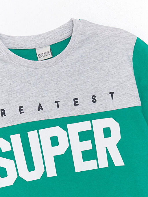 Bisiklet Yaka Bask?l? K?sa Kollu Erkek ?ocuk Ti??rt - Waikiki фото 3