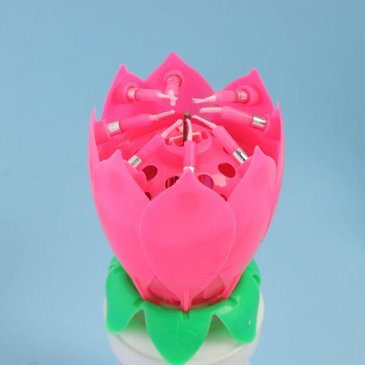 Свеча для торта музыкальная Бутон, крутящаяся, розовая, 14,5 см - Страна карнавалия фото 2