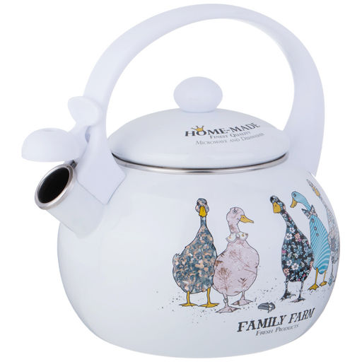 Чайник Agness Family Farm эмалированный со свистком 2,2 л индукционное дно  фото 3