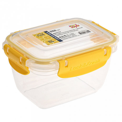 Контейнер для продуктов пластмассовый Мастер 0,55л, глубокий, прямоугольный, с клипсами, воздухонепроницаемый (герметичный), съемный силиконовый уплотнитель, подходит для СВЧ, цвета микс (Россия) - Домашняя мода фото 2