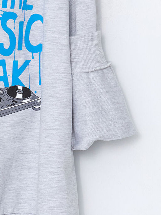 Bisiklet Yaka Bask?l? Erkek ?ocuk Sweatshirt