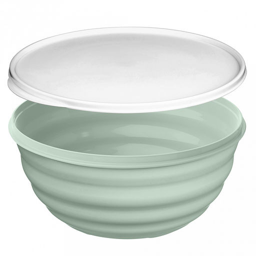Миска пластмассовая "Latina" 2,1л, д20,7см, h9,6см, светло-зеленый, с крышкой (Россия)