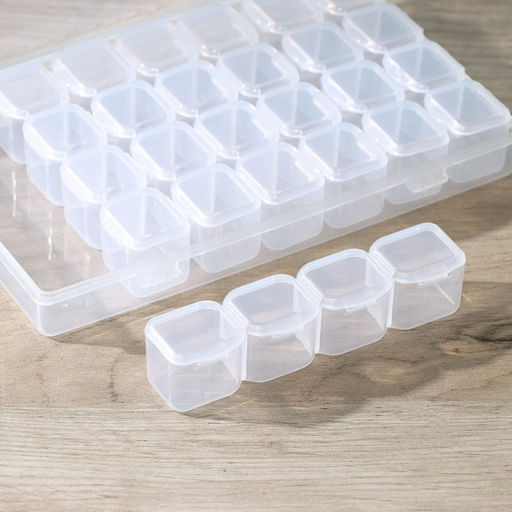 Органайзер для хранения RICCO, пластик, 28 ячеек, 17.5×11×2.8 см, прозрачный