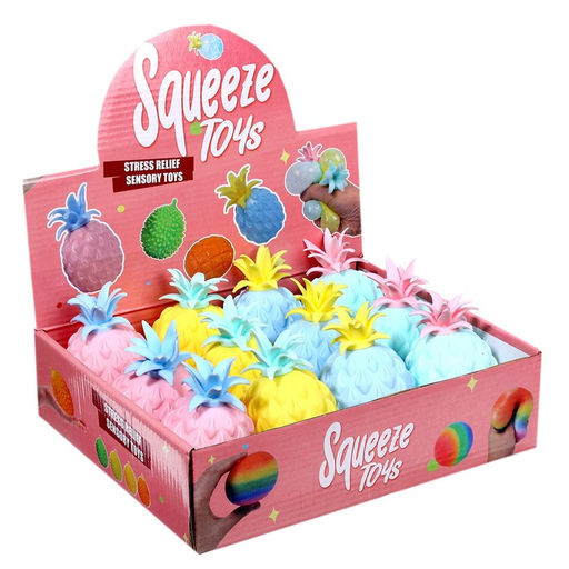 Цена за 12 шт. Антистресс игрушка - мялка «Ананас», с пастой, МИКС