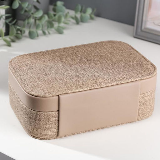 Шкатулка кожзам под часы 1 отделение и бижутерию Бежевая комбинированная 7х20х14 см - Simaland фото 5