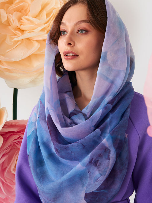 Большой, мягкий, тонкий и очень нежный двусторонний палантин с рисунком в стиле арт-деко - Tantino фото 6