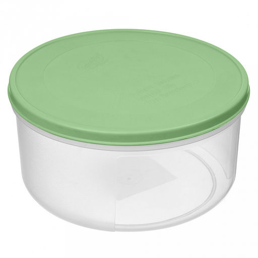 "Verona" Контейнер для продуктов пластмассовый "Botanica" 1л, д15см, h7,7см, круглый, гибкая крышка, зеленый, подходит для СВЧ (Россия)