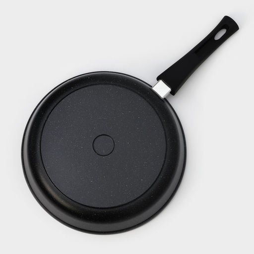 Сковорода Доляна «Элит», d=28 см, пластиковая ручка, стеклянная крышка, антипригарное покрытие, цвет чёрный