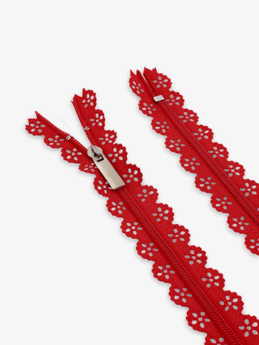 Цена за 10 шт. Молния «Спираль», №3, неразъёмная, ажурная, замок автомат, 50 см, красная