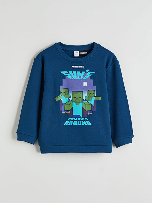 Minecraft Bask?l? Erkek ?ocuk Kal?n Sweatshirt