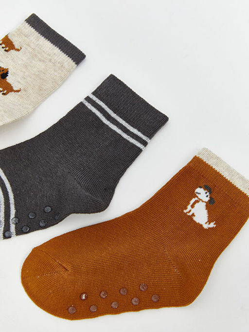 Desenli Erkek Bebek Soket ?orap 3l?