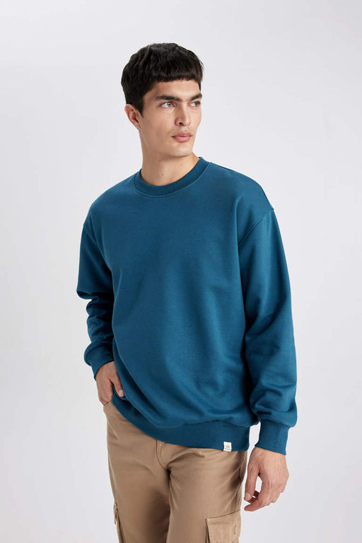 Базовый свитшот Oversize с круглым вырезом - Defacto фото 3