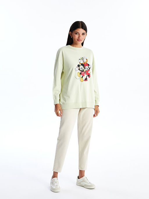 Bisiklet Yaka Mickey ve Arkada?lar? Bask?l? Kad?n Sweatshirt - Waikiki фото 3