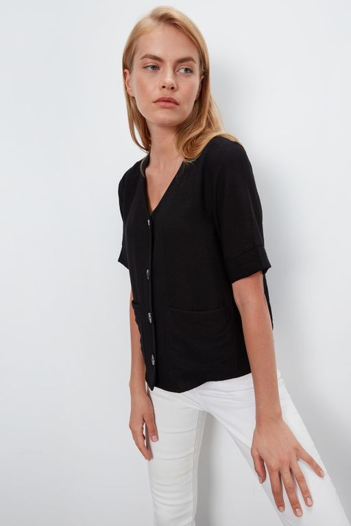 Женская черная блузка 9WM304Z8