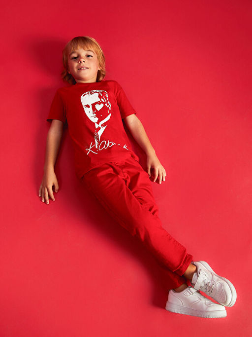 Bisiklet Yaka Atat?rk Bask?l? Erkek Bebek Ti??rt - Waikiki фото 6