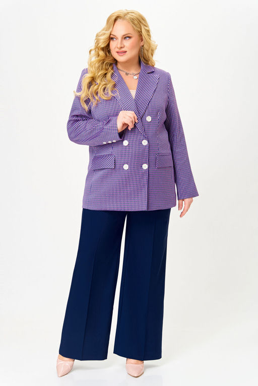 Жакет Swallow 816.1 Лилово-молочная мелкая гусиная лапка фото 12